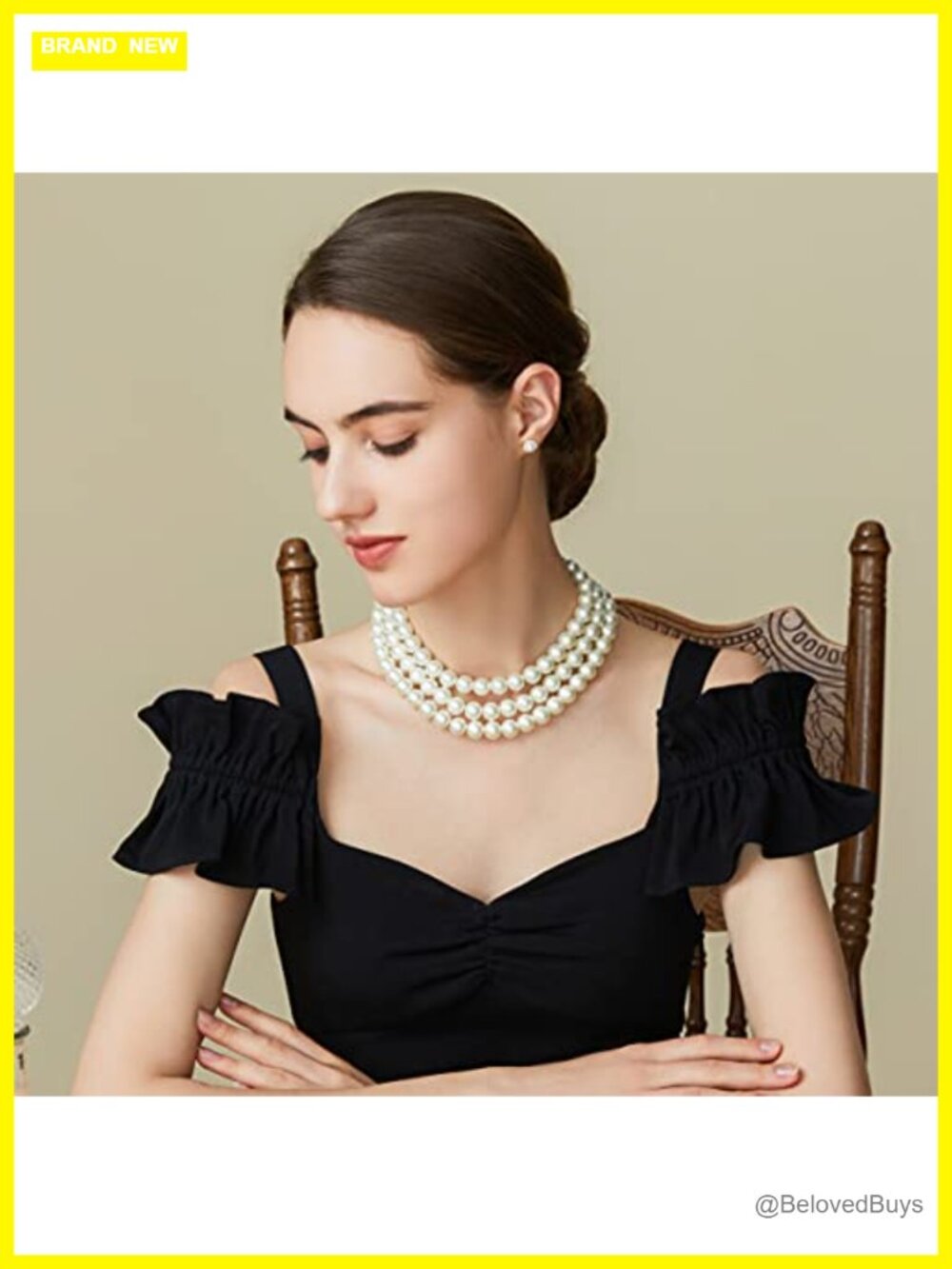 Faux Pearl Necklace 3 Strand 1920s Gatsby Flapper Costume Jewelry - Picture 2 of 6